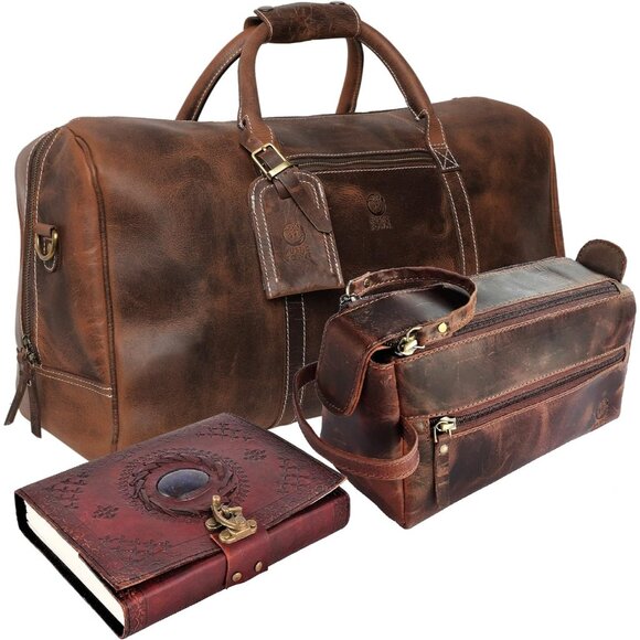 Leather Bound Journal for Men Women with Semi-Precious Stone & Buckle Closure - Picture 6 of 6